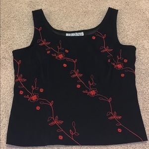 black and red suede material tank